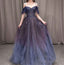 Gradient Starry Slip Fairy Prom Dress,Off Shoulder Tulle Fairy Prom Dresses