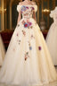 Ivory Ball Gowns With Flowers Sweetheart Prom Dress, Lovely Sweet 16 Dress Prom Dresses