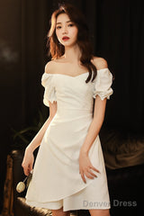 Ivory Chiffon Short Party Dress Graduation Dress, Short Formal Dress Prom Dress