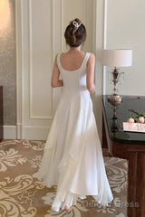 Ivory Chiffon Straps Long Party Dress Prom Dress, Ivory Formal Dress