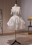 Ivory Chiffon with Lace Straps Short Prom Dress, Ivory Graduation Dress Prom Dresses