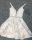Ivory Lace Plunging V Neck Homecoming Dresses