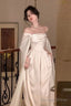 Ivory Satin Long Prom Dresses Evening Party Dresses