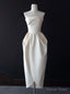 Ivory Satin Strapless Pleats Short Wedding Dress