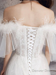 Ivory Sweetheart Neck Tulle Lace Long Prom Dress, Tulle Formal Party Dress