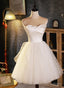 Ivory Tulle and Satin Short Prom Dress, Ivory Homecoming Dress Graduation Dresses