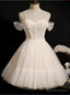 Ivory Tulle Appliques Pleats Homecoming Dresses