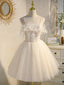 Ivory Tulle Short Straps Prom Dress Homecoming Dress, Cute Prom Dresses 2026