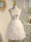 Ivory Tulle Spaghetti Straps Pearls Homecoming Dresses