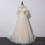 Ivory Tulle V Neckline Straps Off Shoulder Long Prom Dress, A Line Prom Dress