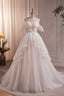 Ivory V Neck Beaded Straps Prom Dress, Ivory Floor Length Prom Dresses