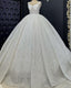 Ivory V-Neck Sparkly Wedding Ball Gown Dress