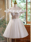 Ivory White Tulle Lace Spaghetti Straps Homecoming Dresses