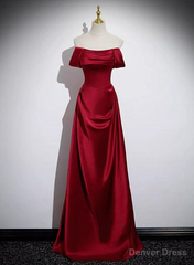 A Line Red Long Prom Dress Party Dress Elegant Birthday Party Dress