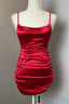 Red Satin Sheath Straps Homecoming Dresses
