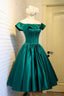 Cute Satin Short Prom Dress, Green A-Line Homecoming Dress