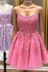 Lace Applique A-line Homecoming Dresses Short Prom Dresses,Semi Formal Dresses