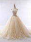 Lace Applique Champagne Tulle Sweetheart Neckline Wedding Dress