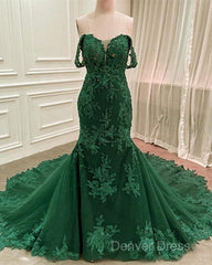 Lace Appliques Prom Dresses Mermaid Off Shoulder