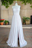 Lace Chiffon One Shoulder Floor Length Bridesmaid Dresses