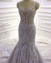 Lace Embroider Wedding Dress Mermaid Sweetheart Spaghetti Straps
