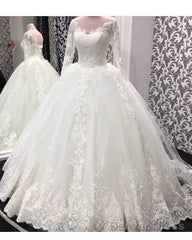 Lace Embroidery Ball Gown Wedding Dress Long Sleeves
