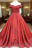 Lace Embroidery Satin Sweep Train Wedding Dresses Ball Gown