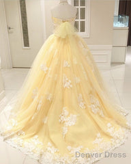 Lace Embroidery Tulle Ball Gown Strapless Dresses With Bow Sashes