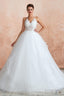 Lace Halter See through Multi Layers White Wedding Dresses with Open Back