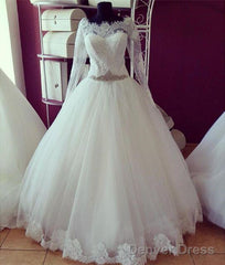 Lace Long Sleeves Vintage Wedding Dresses Princess