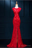 Lace Mermaid Slit Wedding Prom Dresses, Charming Prom Gowns