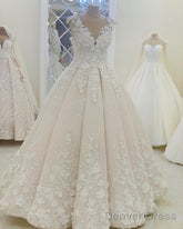 Lace Princess Wedding Dresses Cap Sleeves