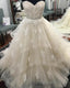 Lace Sweetheart Beaded Sashes Ruffles Tulle Ball Gown Wedding Dresses