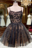 Lace Tulle Short/Mini A-line Bateau Homecoming Dresses With Beading