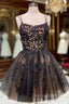Lace Tulle Short Mini A Line Bateau Homecoming Dresses With Beading