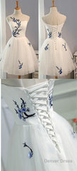 Lace Up Tulle Short Homecoming Dress, Elegant White Homecoming Dress, Cheap Party Dress