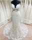 Lace V Neck Mermaid Wedding Dresses Open Back