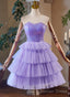 Lavender Cute Sweetheart Homecoming Dress, Lavender Short Prom Dresses