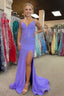 Lavender Halter Sparkly Beaded Prom Dresses with Fringes