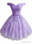 Lavender Lace and Satin Sweetheart Homecoming Dress, Lavender Short Prom Dresses