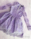 Lavender Long Sleeve Lace Homecoming Dresses