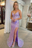 Lavender Sequin Mermaid Prom Dresses with Appliques