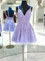 Lavender Tulle with Lace Straps Short Homecoming Dress Lavender Prom Dress shops