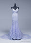 Lavener Tulle with Lace Sheath Spaghetti Straps Prom Dress, Long Prom Dresses