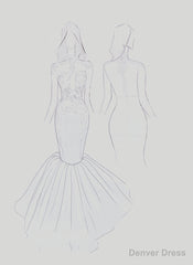 2025 Silver Long Sleeve Mermaid/Trumpet Lace and Tulle Prom Dresses