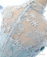 Light Blue Applique Short Prom Dress, Blue Homecoming Dress