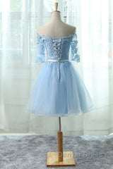 Light Blue Charming Homecoming Dresses, Lovely Short Prom Dresses, Formal Dresses