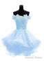 Light Blue Knee Length Homecoming Dress, Cute Short Prom Dress