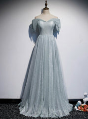 Light Blue Sequins Off the Shoulder Prom Dress