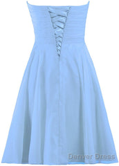 Light Blue Short Bridesmaid Dresses Chiffon Wedding Party Dress